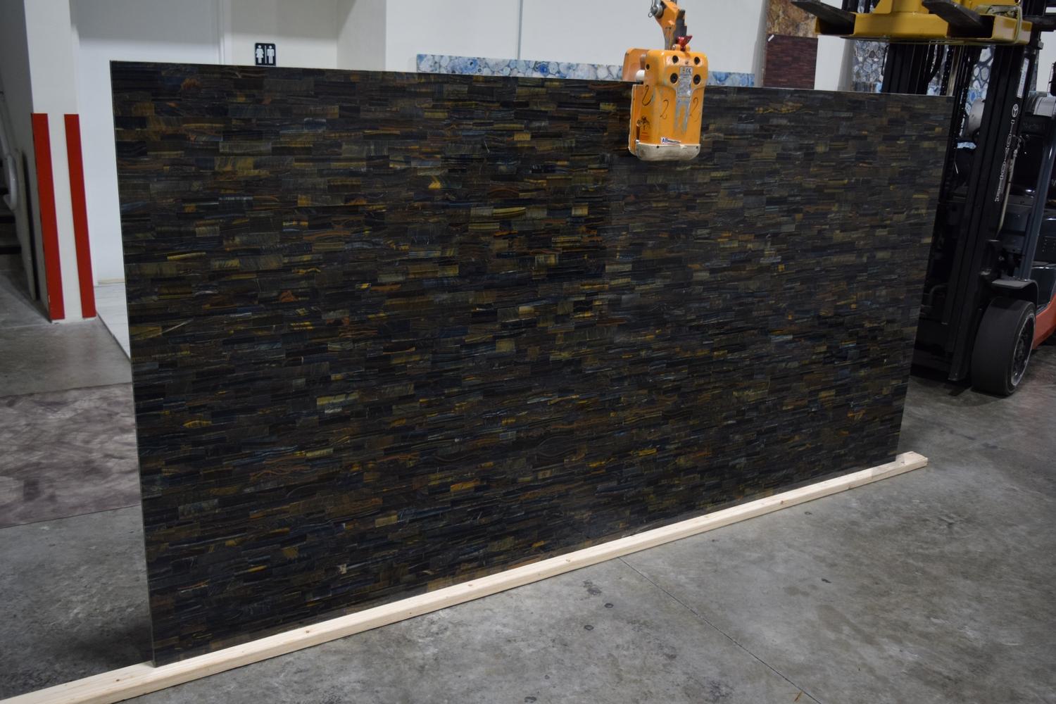 Multi Tiger Eye Blue Brick Pattern