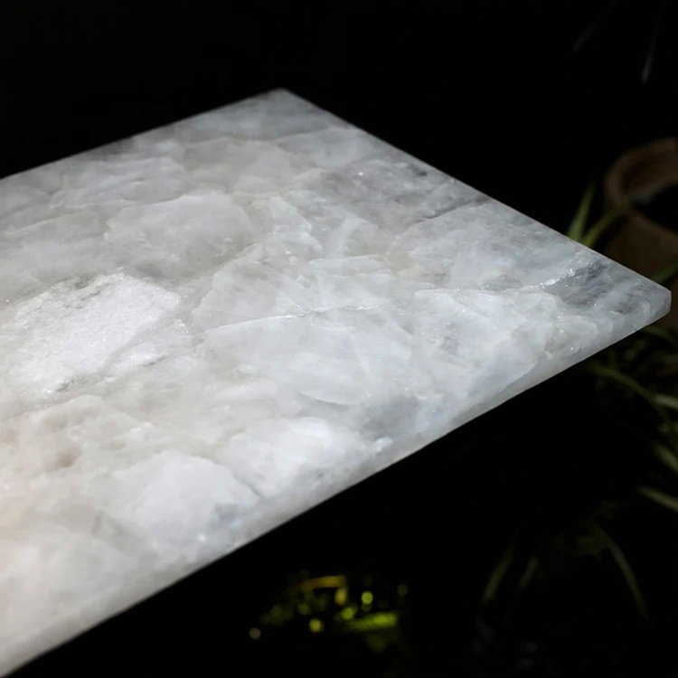 π Shape White Crystal Clear Quartz Console Table - Image 3