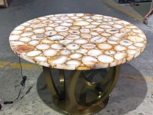 Round Yellow Crystal Center Table